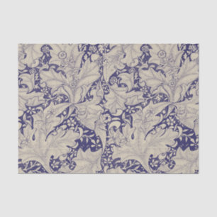 Papier Mousseline William Morris Motif Giroflée Bleu Antique
