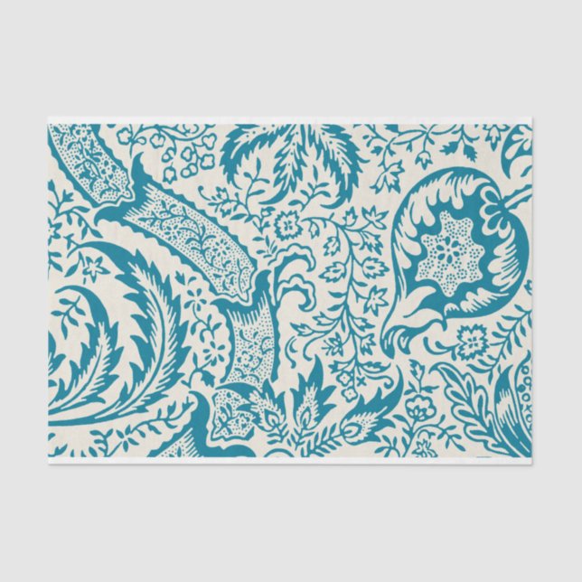 Papier Mousseline William Morris, motif indien, Turquoise (Recto)