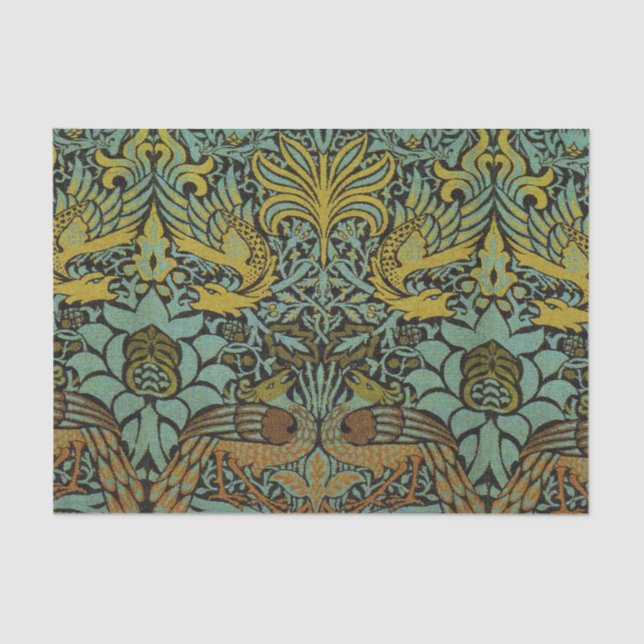 Papier Mousseline William Morris Peacock Dragon Fond d'écran (Recto)
