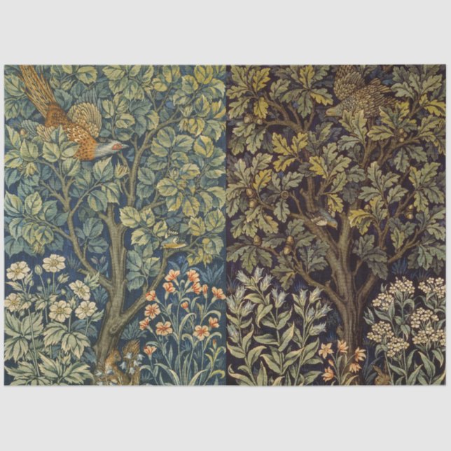 Papier Mousseline William Morris - Pheasant Bird Tree Botanical (Recto)