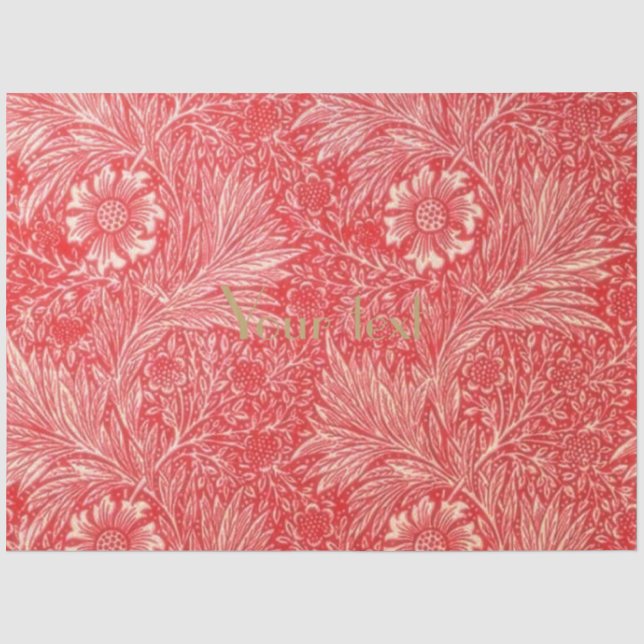 Papier Mousseline William Morris, rouge, motif floral, Art nouveau,  (Recto)