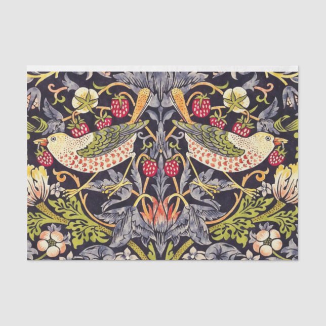 Papier Mousseline William Morris Strawberry Thief Floral Art nouveau (Recto)
