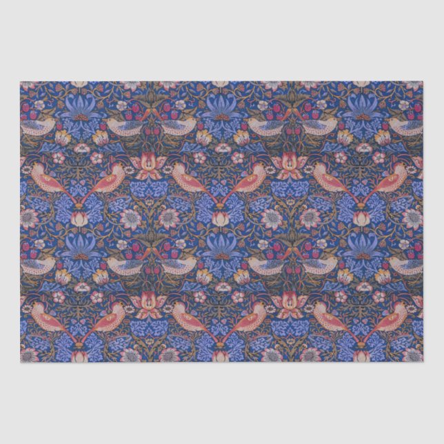 Papier Mousseline William Morris Strawberry Thief Motif floral (Recto)