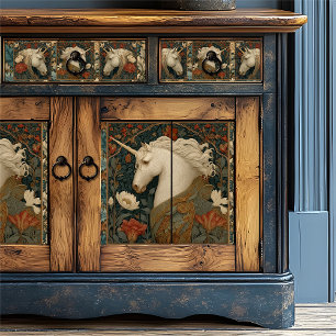 Papier Mousseline William Morris Style Unicorn Vintage Floral