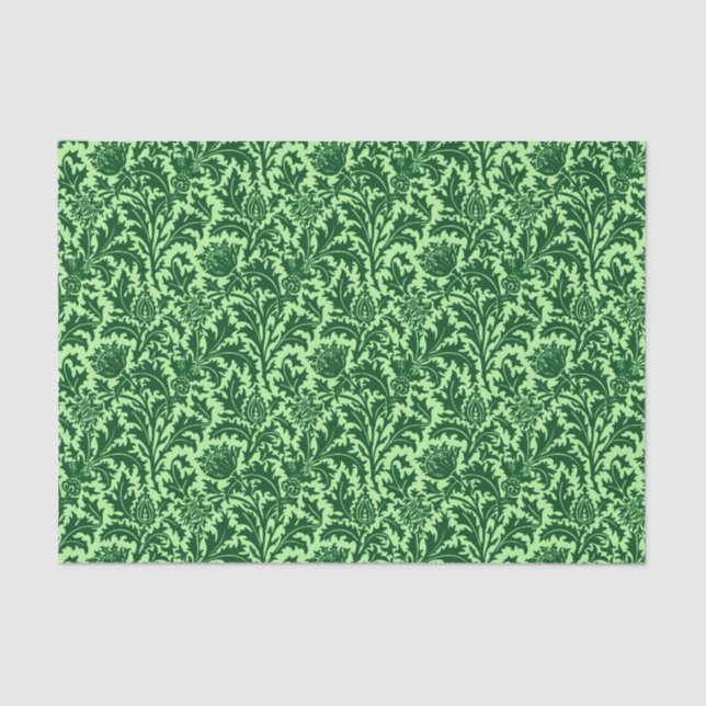 Papier Mousseline William Morris Thistle Damask, Emerald Green (Recto)