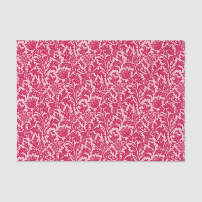 Papier Mousseline William Morris Thistle Damask, Fuchsia Pink (Recto)
