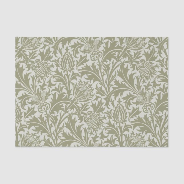 Papier Mousseline William Morris Thistle Sage Green Motif (Recto)