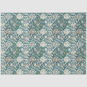 Papier Mousseline William Morris Turquoise Floral Cottagecore Découp