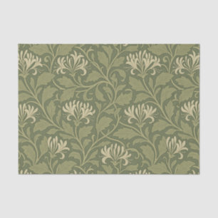 Papier Mousseline William Morris Vintage Floral Honeysuckie Green