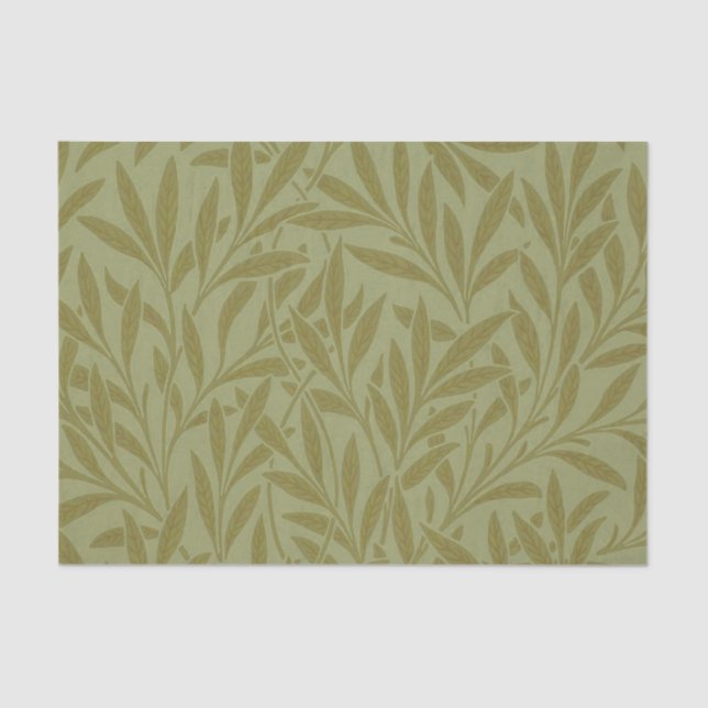 Papier Mousseline William Morris Willow Antique Green Leaf Vine Art (Recto)