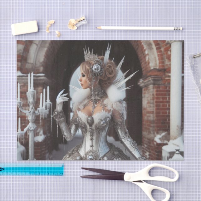 Papier Mousseline Winter Ice Queen Steampunk Victorian Industrial (Artisanat)