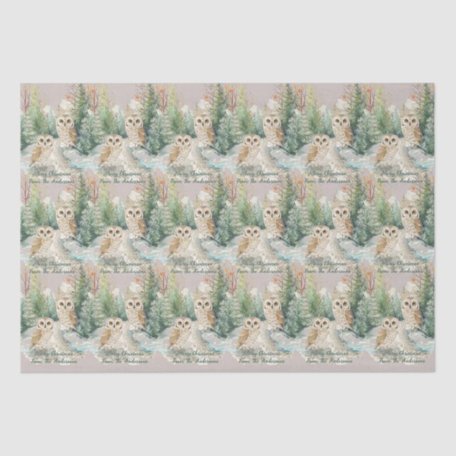 Papier Mousseline Winter Owl Christmas– Woodland Tissue Paper (Recto)