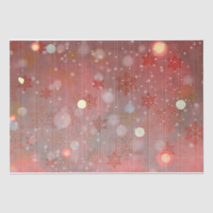Papier Mousseline Winter Wonderland Red Snowflakes Sur Le Bois