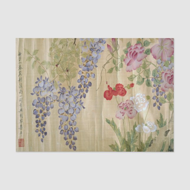 Papier Mousseline Wisteria chinoise antique et papier de tissus de p (Recto)