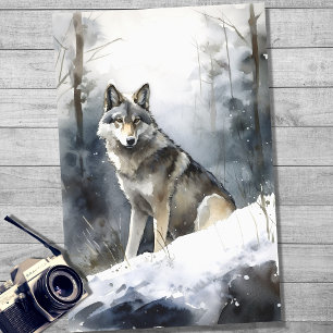 Papier Mousseline Wolf dans papier de découpage de neige 2