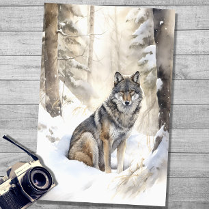 Papier Mousseline Wolf dans papier de découpage de neige 3