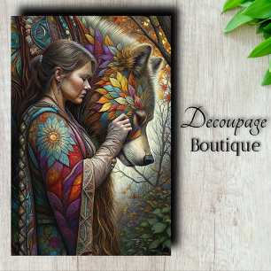 Papier Mousseline Wolf Maiden Découpage