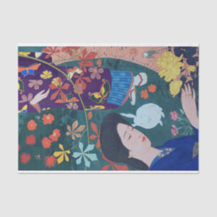 Papier Mousseline Woman in the Flower Garden, Goyō Hashiguchi