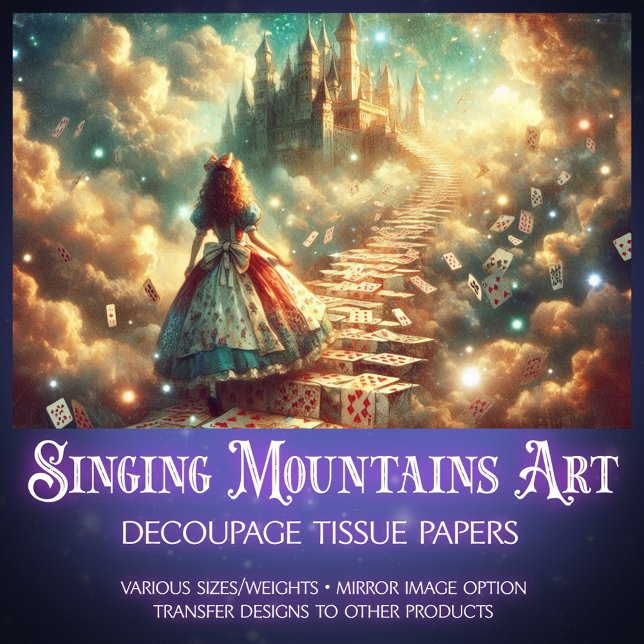 Papier Mousseline Wonderland Castle In The Clouds Decoupage (Créateur téléchargé)