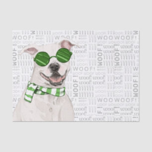 Papier Mousseline Woof Word Art et Christmas Pit Bull Dog