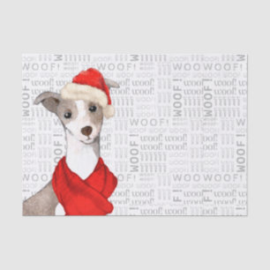 Papier Mousseline Woof Word Art et italien Greyhound Christmas