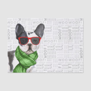 Papier Mousseline Woof Word Art et Noël Boston Terrier