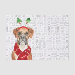 Papier Mousseline Woof Words and Christmas Boxer Amoureux des chiens
