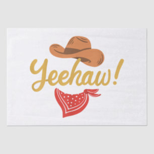 Papier Mousseline Yeehaw Cowboy Cowgirl Western Country Rodeo
