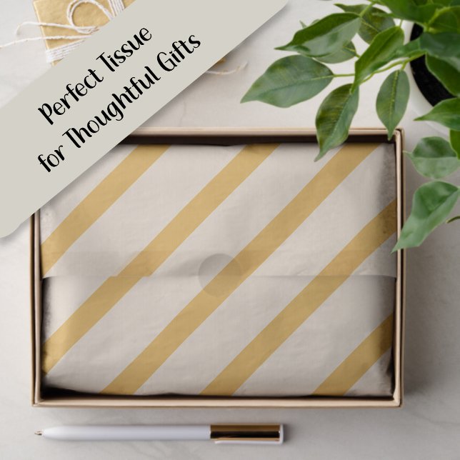 Papier Mousseline Yellow Ivory Cream Beige Stripes  (Yellow and cream-colored striped gift tissue paper)