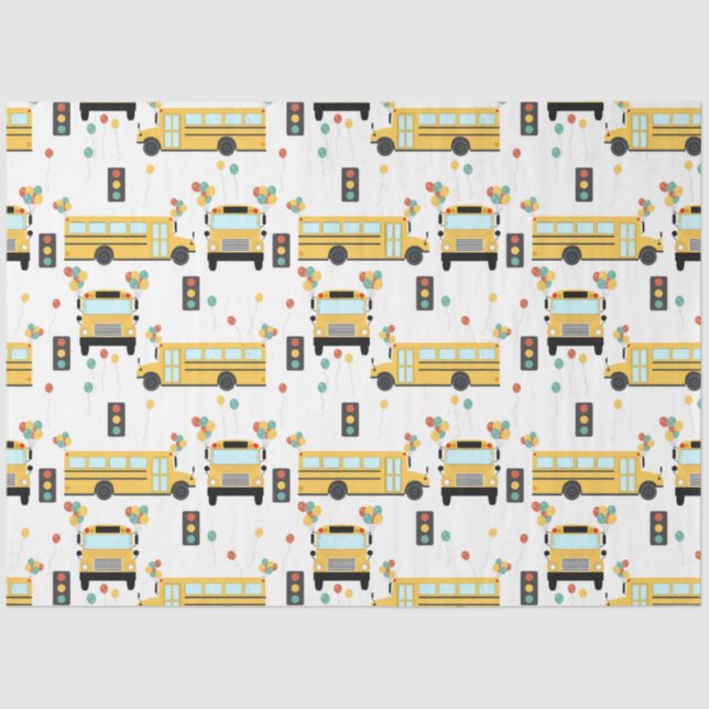 Papier Mousseline Yellow School Bus Kids Birthday Party (Recto)
