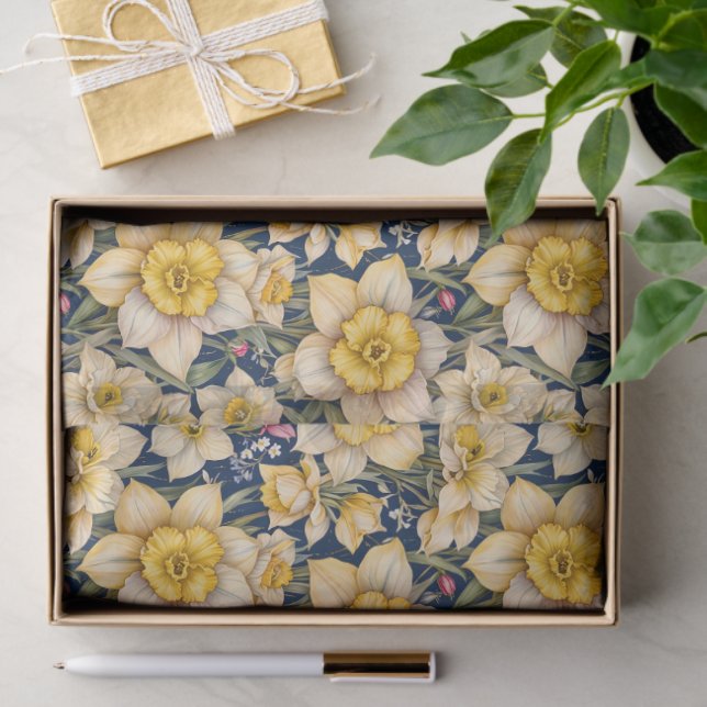 Papier Mousseline Yellow Spring Daffodils (Cadeau)