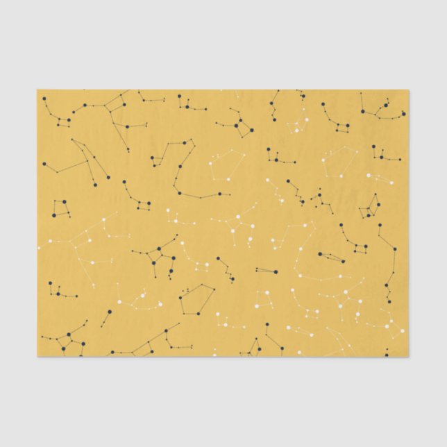 Papier Mousseline Yellow Star Constellation Tissue Paper (Recto)