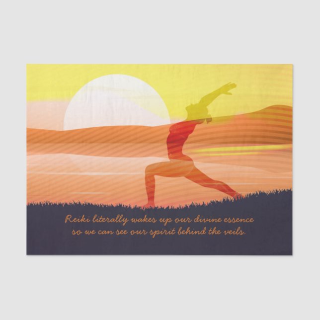 Papier Mousseline Yoga Enseignant Soleil Salutation Moitié Lune Pose (Recto)