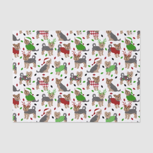 Papier Mousseline Yorkie Christmas Yorkshire Terrier Dog (Recto)