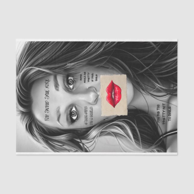 Papier Mousseline You Should Smile More Decoupage Paper Red Lips (Recto)