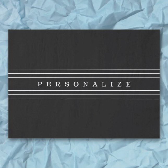 Papier Mousseline Your Custom Text & Modern Stripes | Black & White (Créateur téléchargé)