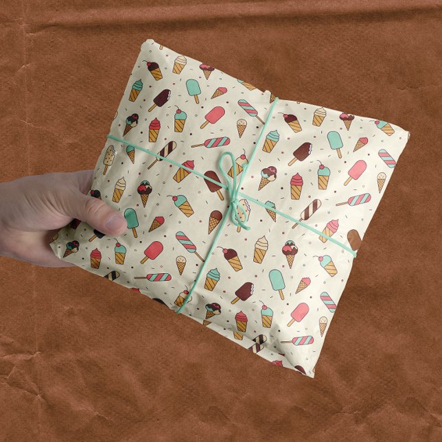 Papier Mousseline Yummy Ice Cream Motif | Crème vanille (Créateur téléchargé)