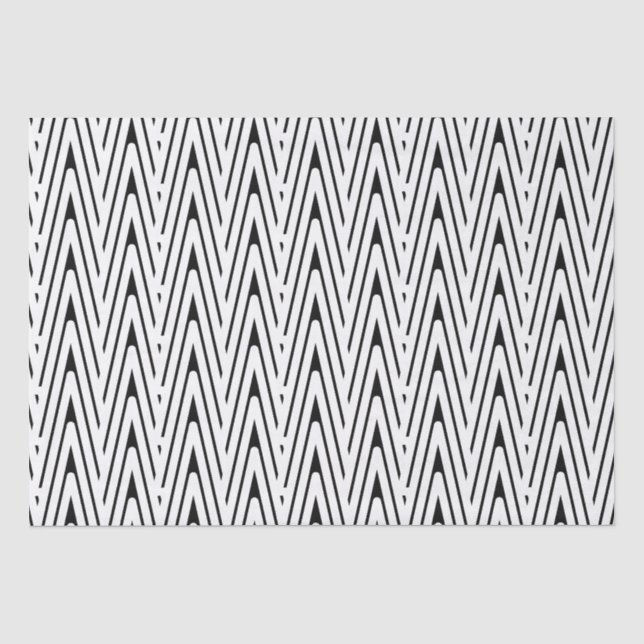 Papier Mousseline Zag Abstrait moderne noir et blanc (Recto)