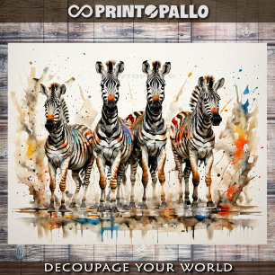 Papier Mousseline Zebra Jungle Gang en aquarelle -