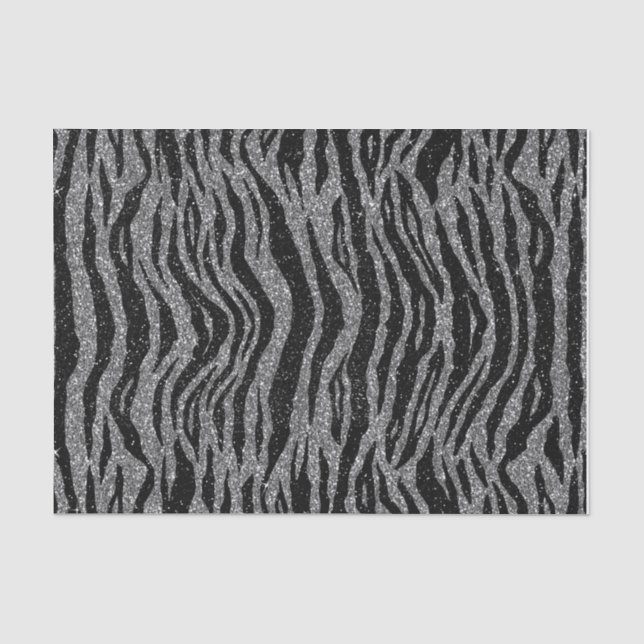 Papier Mousseline Zebra Print noir et gris argent (Recto)