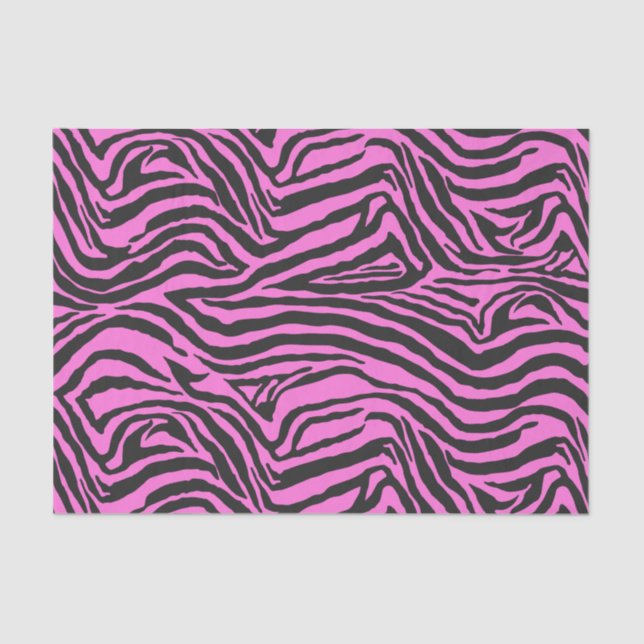 Papier Mousseline Zèbre rose et noir de néon imprimé Découpage (Recto)