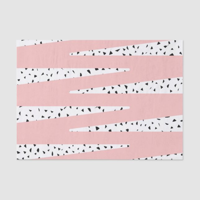 Papier Mousseline Zigzag rose chic artistique et triangles (Recto)