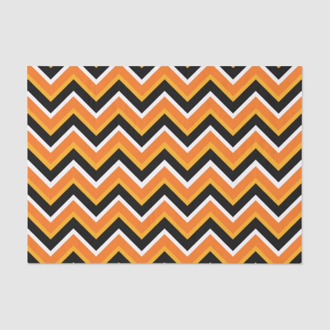 Papier Mousseline Zigzags blancs d'orange noire d'Halloween (Recto)