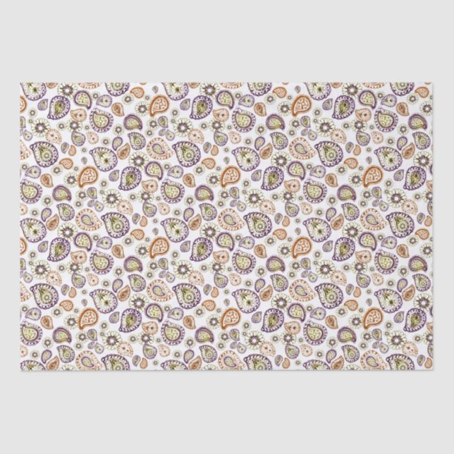 Papier Mousseline Zinnia et Paisley (Recto)