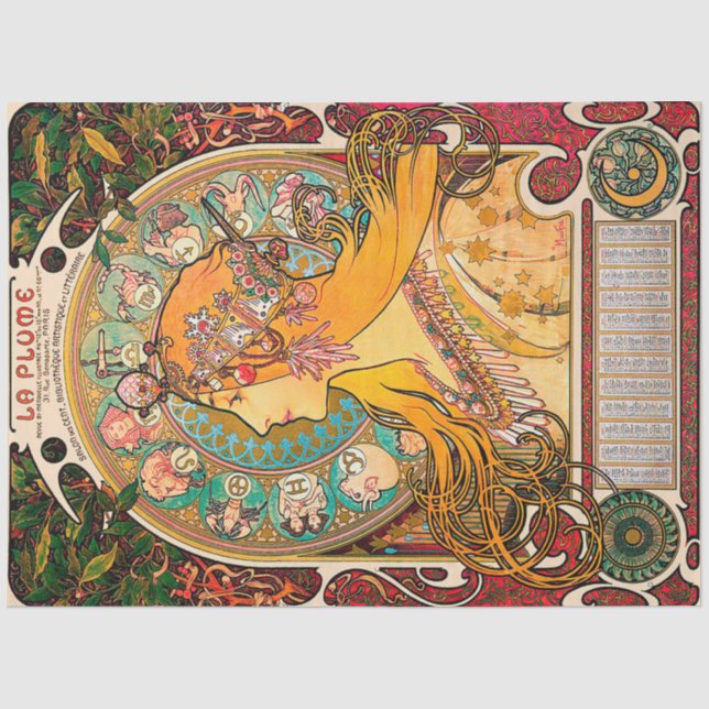 Papier Mousseline Zodiac, Mucha (Recto)