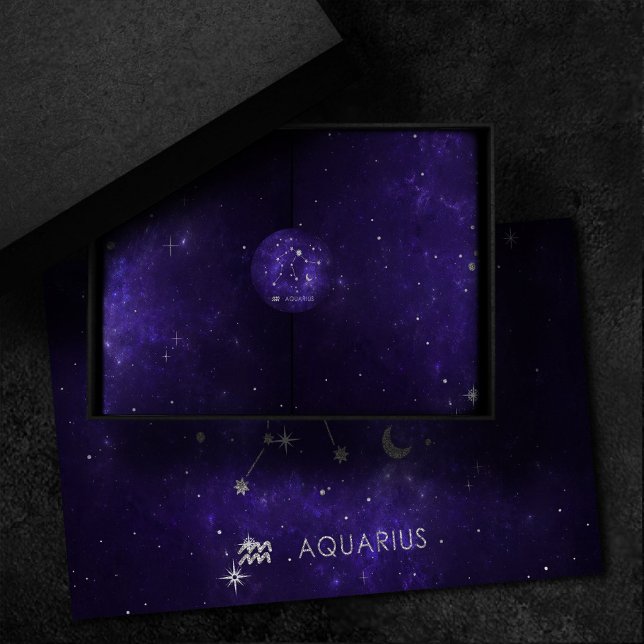 Papier Mousseline Zodiac Purple Aquarius | Horoscope astrologique (Créateur téléchargé)
