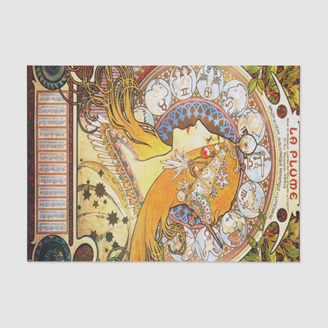 Papier Mousseline Zodiaque 1896 d'Alfons Mucha (Recto)