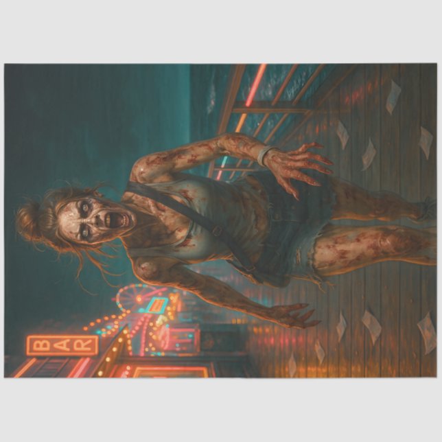 Papier Mousseline Zombie Neon | Halloween gothique et mort-vivant (Recto)