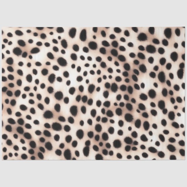 Papier Mousseline Zones de Dalmation Blanche Dorée : Fourrure d'Anim (Recto)