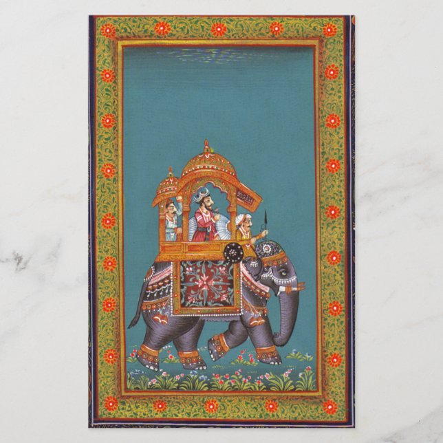 Papier Mughal Inde Islam Perse Perse Eléphant (Devant)